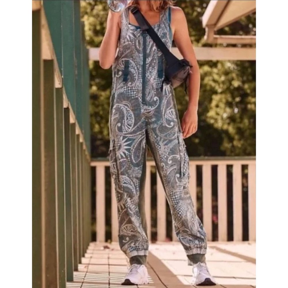 NWT Free People Movement Fast Track Printed Onesie in Deep Forest - Medium